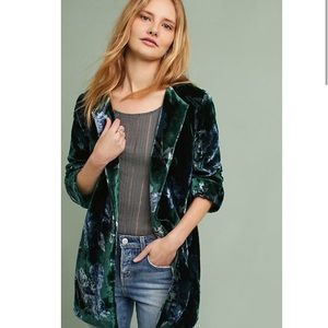 Anthropologie Velvet Flower Car Coat by Eva Franco